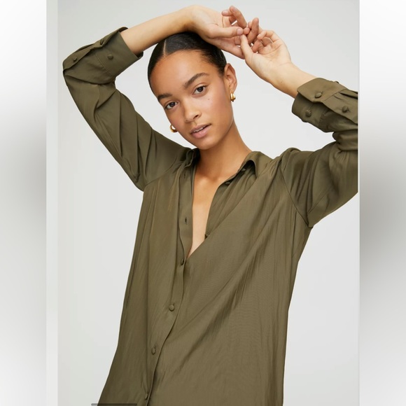Babaton Tops - Aritzia Babaton Ronan blouse Monterey olive green button up long sleeve small